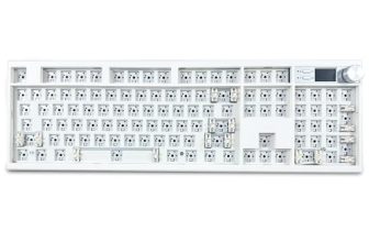 White Full Size Mechanical Keyboard With Knob