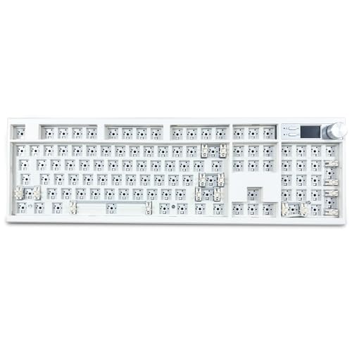 White Full Size Mechanical Keyboard With Knob